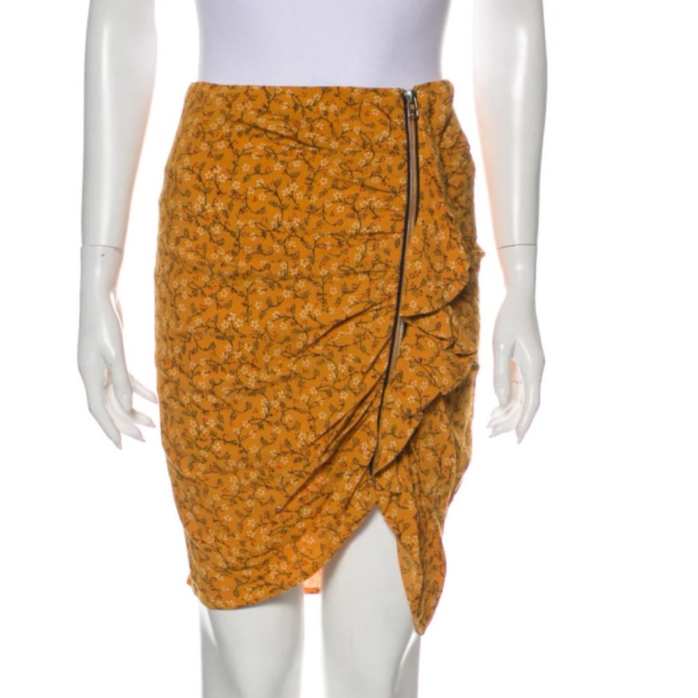 Veronica Beard Knee Length Yellow Floral Skirt